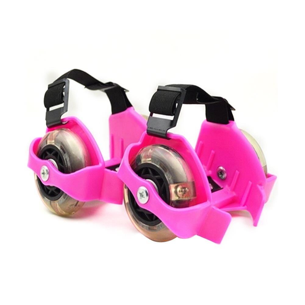 1 Pair Kids Adjustable Elastic Accessories Wheel Whirlwind Friction Flashing Roller Wear Resistant PVC 3 Colors Skating Shoes: Pink