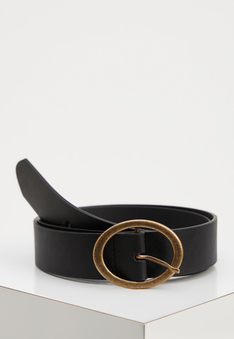 Black WOMAN Women Rectangle Buckle Faux Leather Belt 2338410