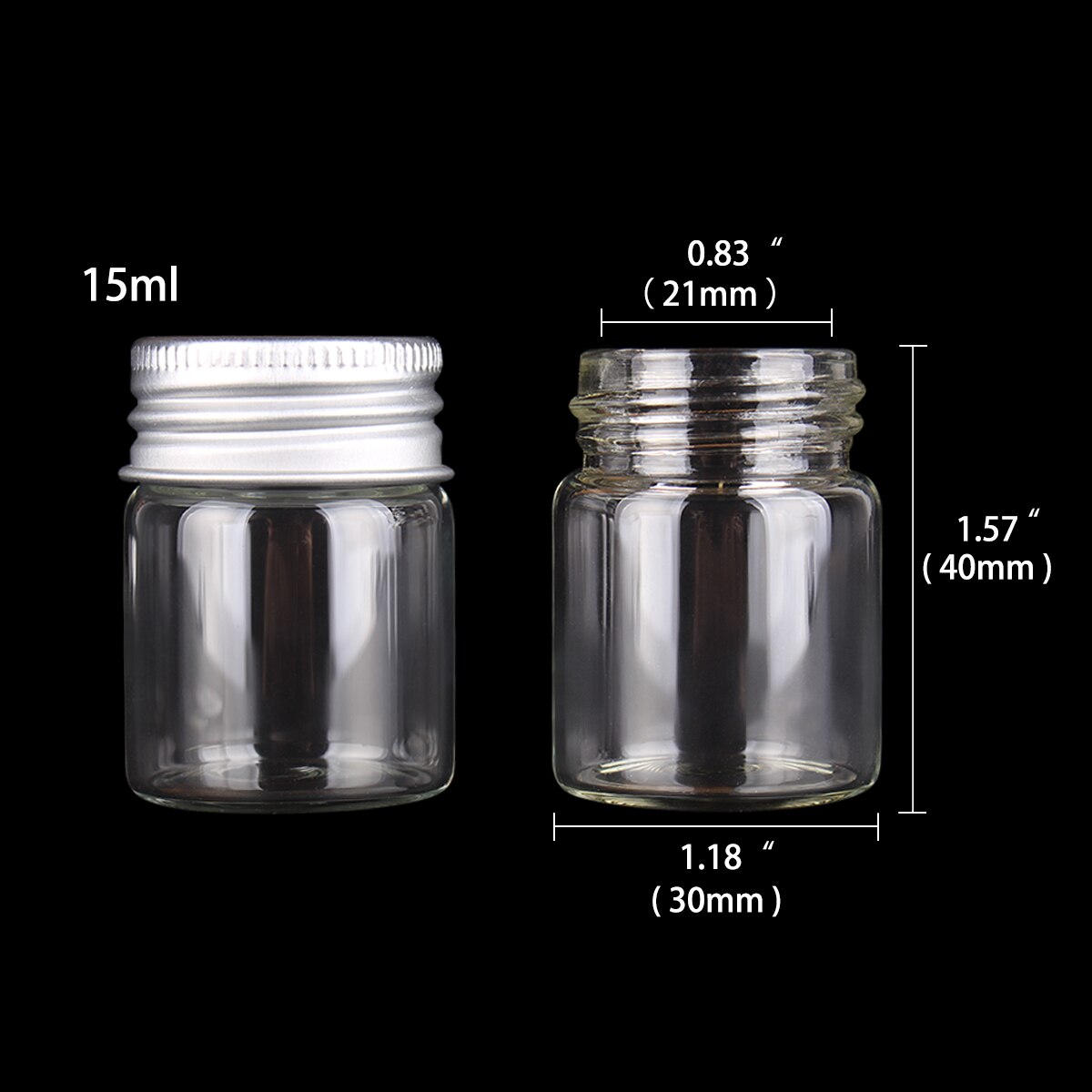 12 Uds 10ml 15ml 20ml 25ml 30ml 40ml 50ml 60ml 80ml 100ml botellas de vidrio con tapas de aluminio botella de especias de vidrio vacía para manualidades: green