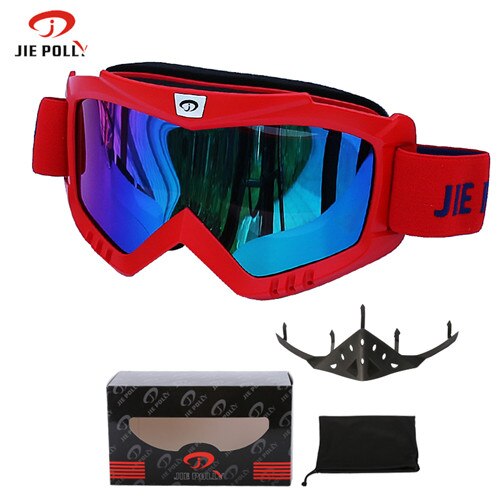 Winter skibril voor motorrijden anti-condens  uv400 bescherming heren dames sneeuw snowboardbril unisex skiën fietsbrillen: Rood