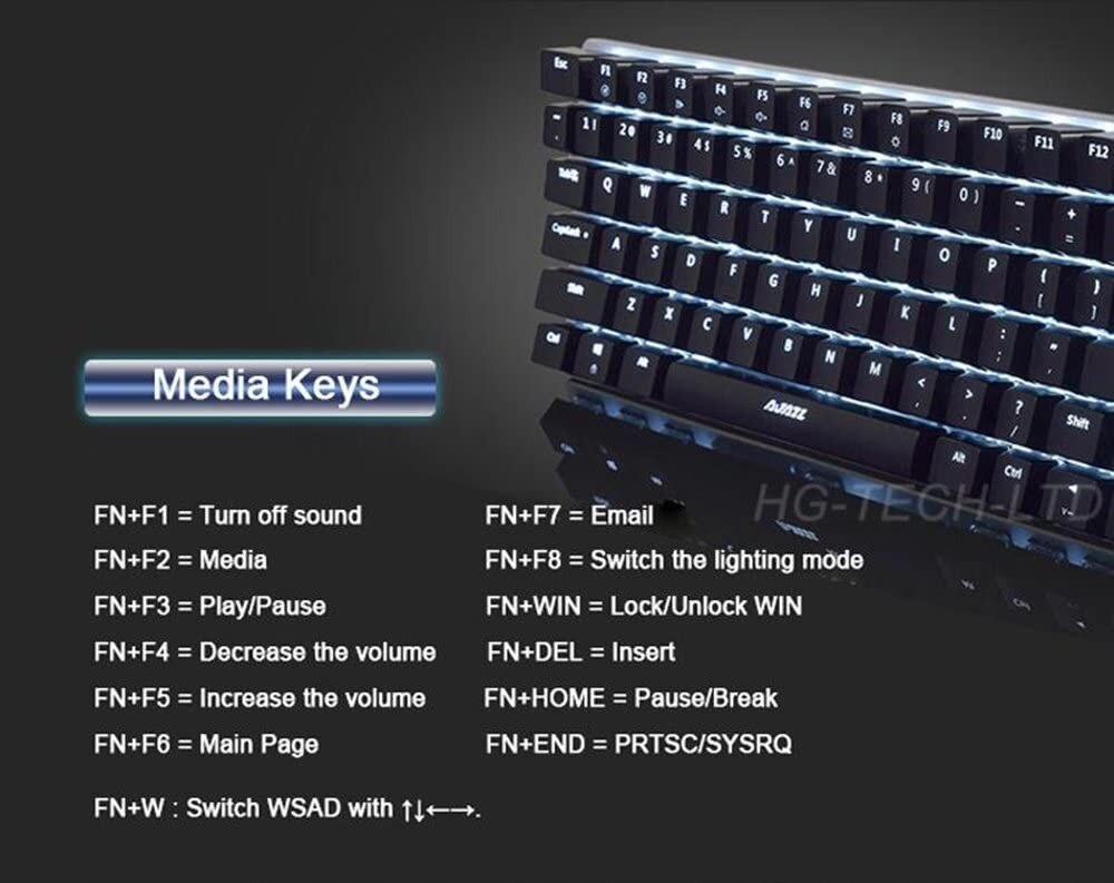 AK33 klawiatura mechaniczna niebieski czarny przełącznik 82-klucze podświetlana klawiatura do gier dla Laptop do gier PC profesjonalny zestaw gier dla combo
