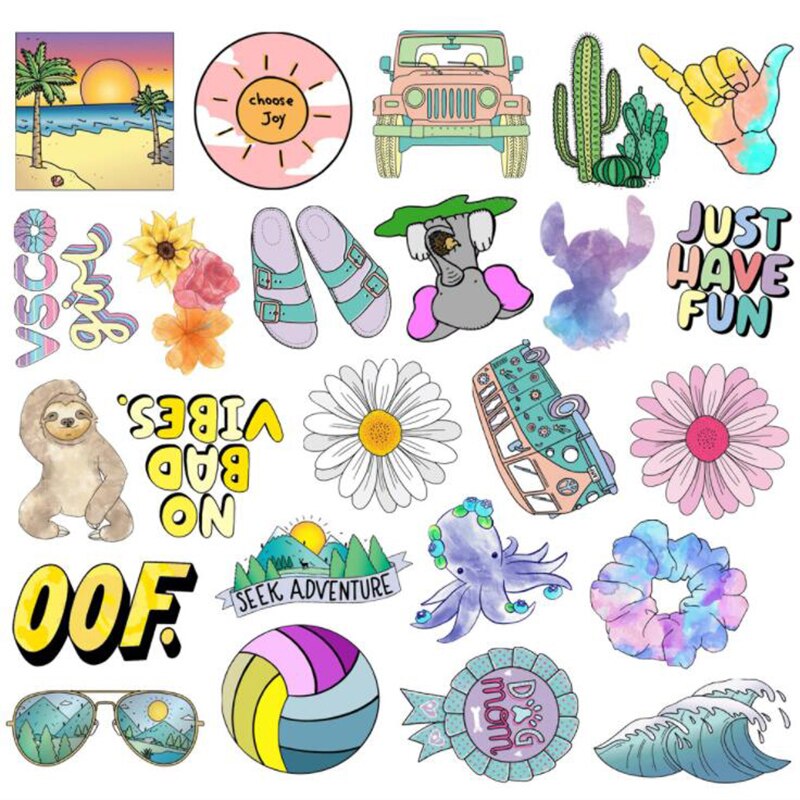 50 Pcs/Pack Cartoon Vinyl Stickers Girl Essential Stuff Water Bottles Decals Suitable For Photo Luggage Laptop Trendy Stickers