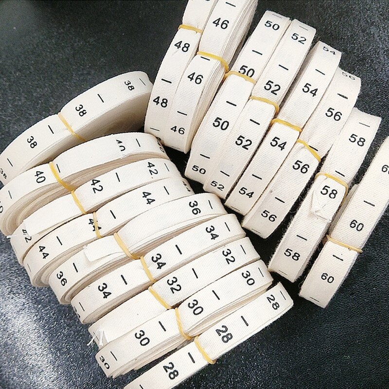 Nombre taille étiquettes 100PCS Coton vêtements impression étiquette de taille 28 30 32 34 36 38 40 42 44 46 48 50 52 54 56 58 60 accessoire De Vêtement
