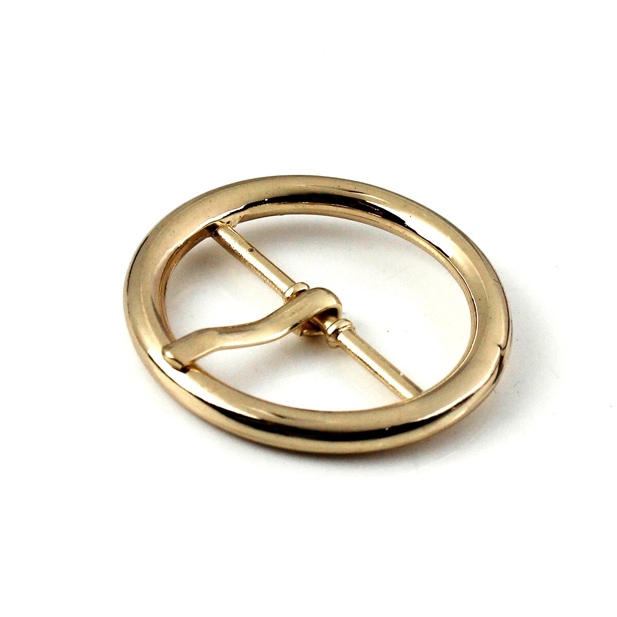 Boucle de ceinture ronde en métal, barre centrale à broche unique, ceinture en toile, accessoire artisanal en cuir, 1 pièce: Lightgold
