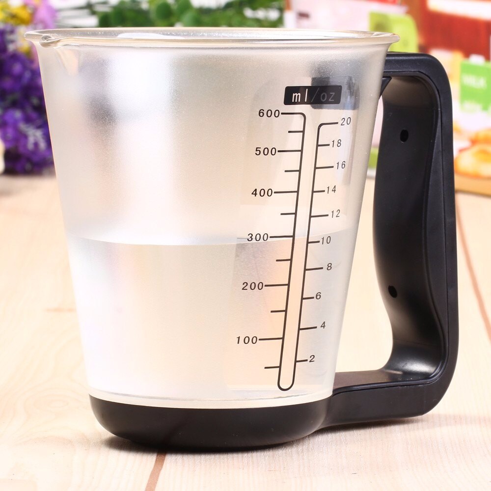 Medidor de agua para cocina, taza de escala 1kg, utensilios medidores de cocina con pantalla LCD: Black