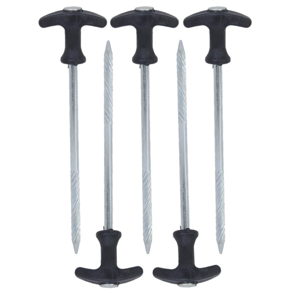5pcs Heavy Duty Camping Tent Awning Drill-in Iron Pegs for Hard Ground
