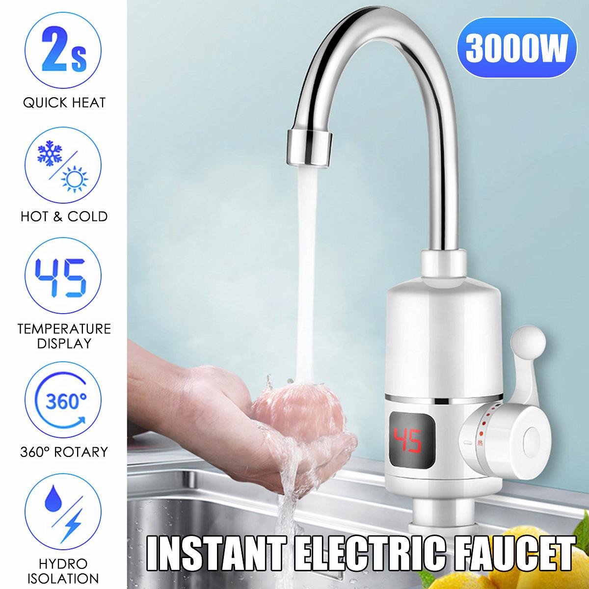 Electric Kitchen Water Heater Tap Instant Water Faucet Heater Cold Heating Faucet Tankless Instantaneous Water Heater 220V