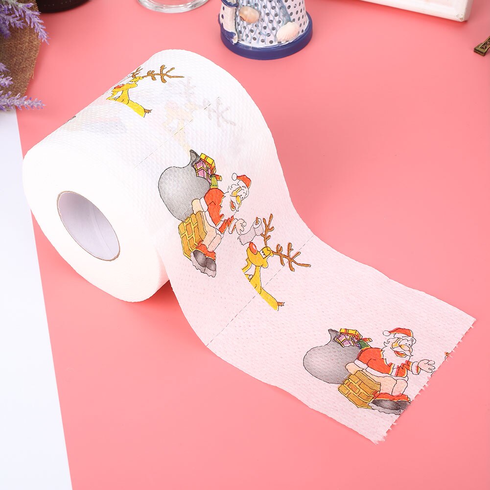Xmas Accessoires 10.3*10.3*10cm Decoratie Toiletpapier Vrolijk Kerstfeest Papier Kerstman Patroon Wit Rood Oranje woonkamer