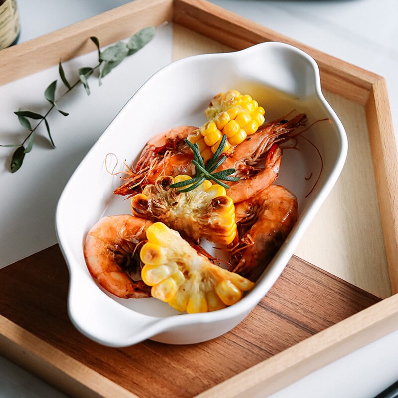 FANCITY-bandeja de cerámica para hornear arroz al horno, horno microondas para el hogar, queso, cena