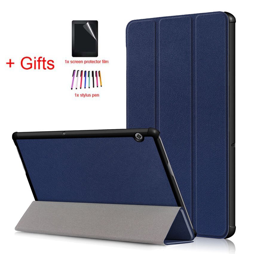 Ultra Slim Case for Huawei Mediapad T5 10 AGS2-W09/L09/L03/W19 10.1" Cover for Huawei Mediapad T5 10 Tablet case+film+stylus: DarkBlue