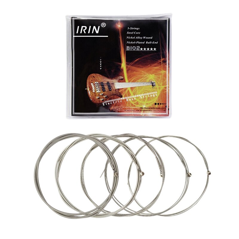 -IRin B102-cuerdas de bajo eléctrico, 5 uds., núcleo de acero de aleación Chapado en níquel, cuerdas envueltas, accesorios de repuesto para bajo: Default Title