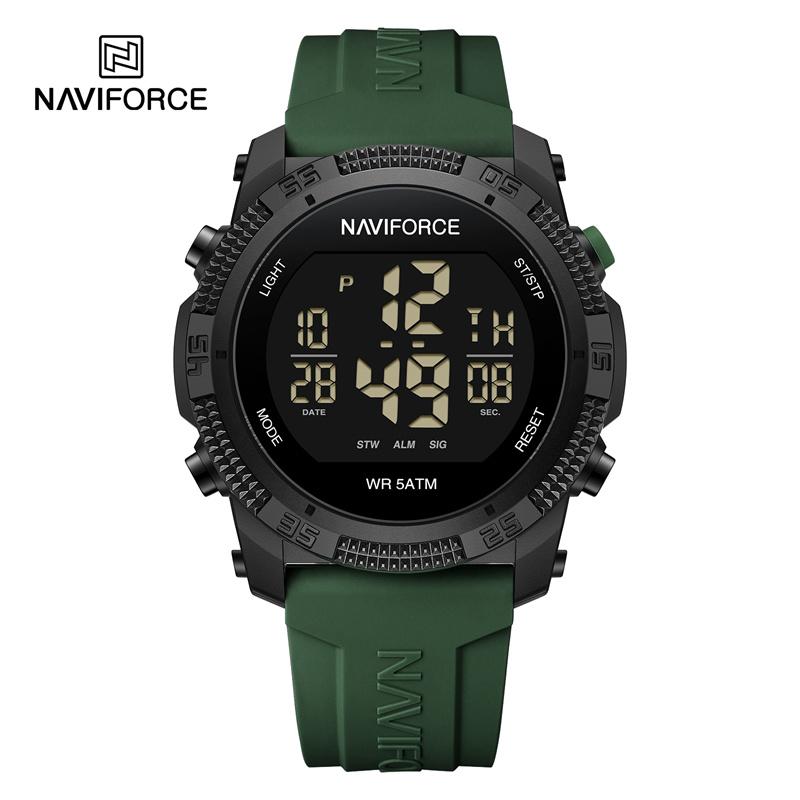 NAVIFORCE Brand Original Men Watch Water Resistant Personality Wristwatches Luxury Silicone Strap Electronic Clock: Multicolor