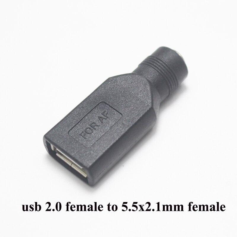 Juego de USB de uso común, conector hembra de 5,5x2,1/5,5x2,1mm a enchufe macho USB 2,0, adaptador de alimentación de CC macho a hembra, 1 ud.: USB F to F