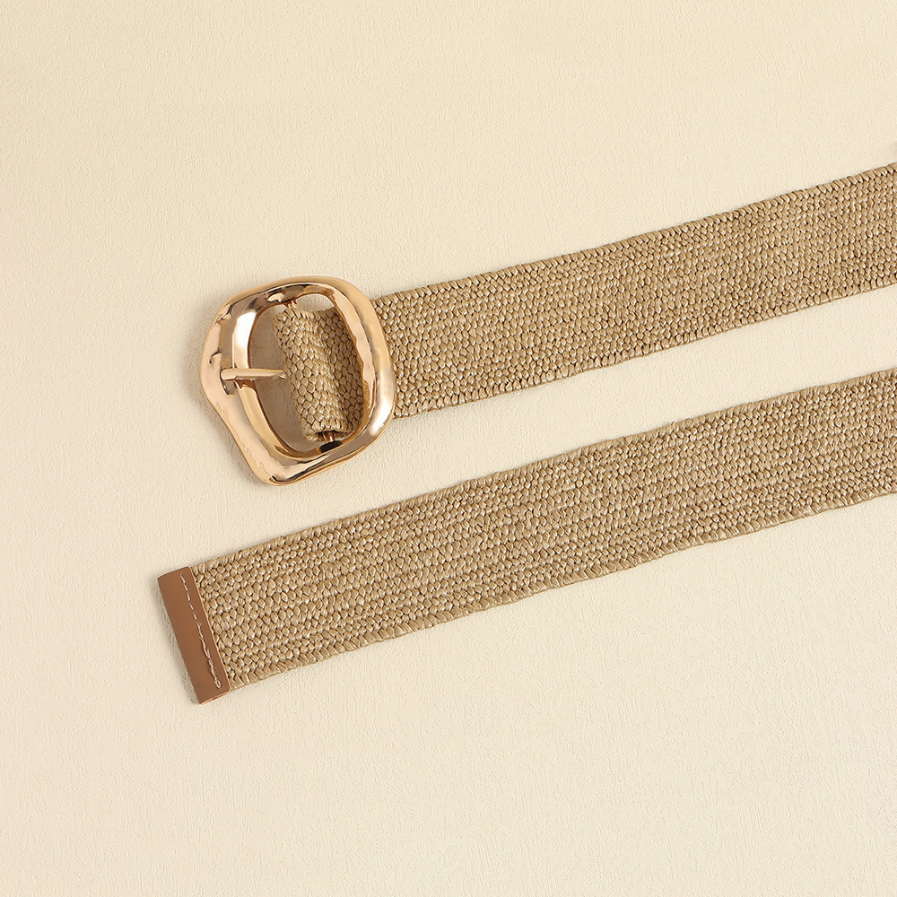 Nueva vestido elástico dorado cinturón ancho avanzado cintura decorativa exageración geométrica