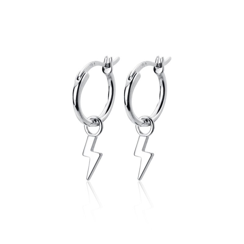 MloveAcc 100% 925 Sterling Silver Simple Jewelry Earrings Lightning Hoop Earrings Jewelry for Women Girls Party