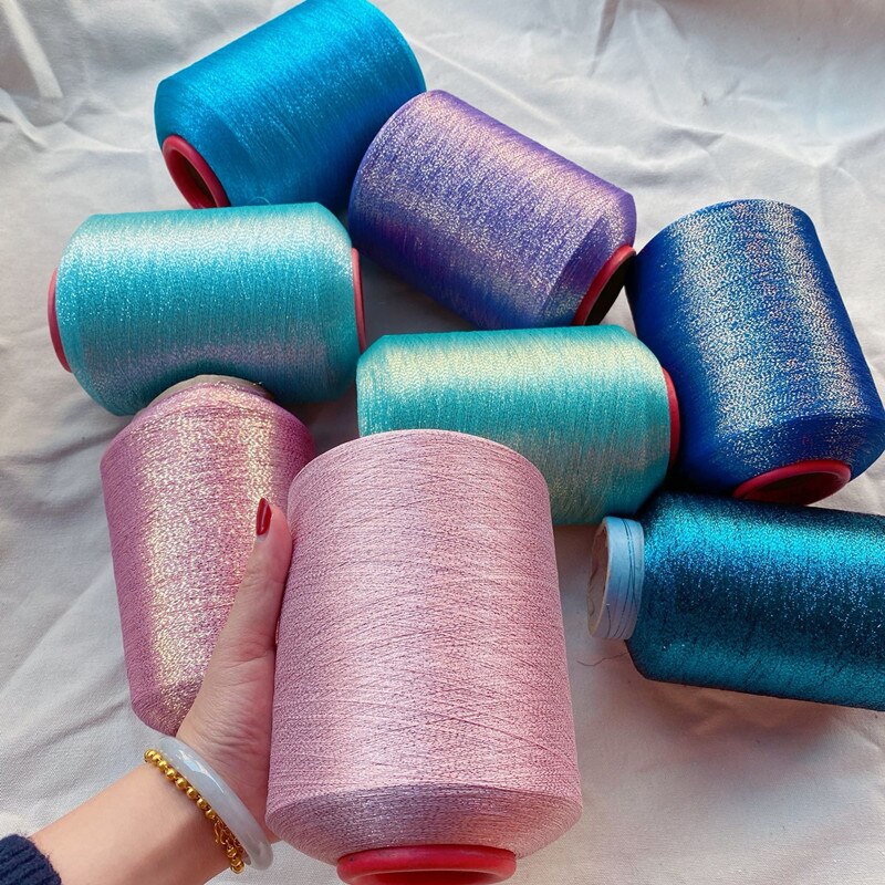 480g Metallic Weaving Silk Thread Shiny Colorful Embroidery Line Jewellery Threads DIY Sweater Weave Mixed Yarn Sewing Thread