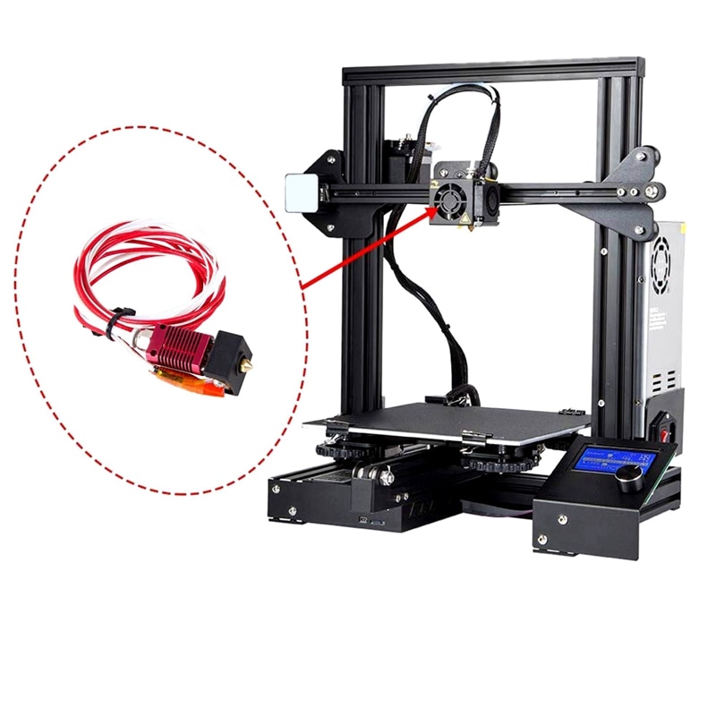 Extrusora para impressora 3d mk8, kit de extremidade quente para ender 3/ender 3 pro com bloco de aquecimento de alumínio, bico de 1.75mm, 0.4mm