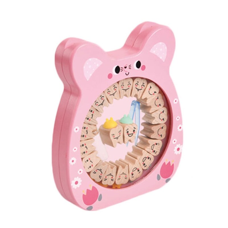 Scatola per denti in legno a forma di dente porta denti decidui scatola commemorativa per denti da latte 87HD: rosa