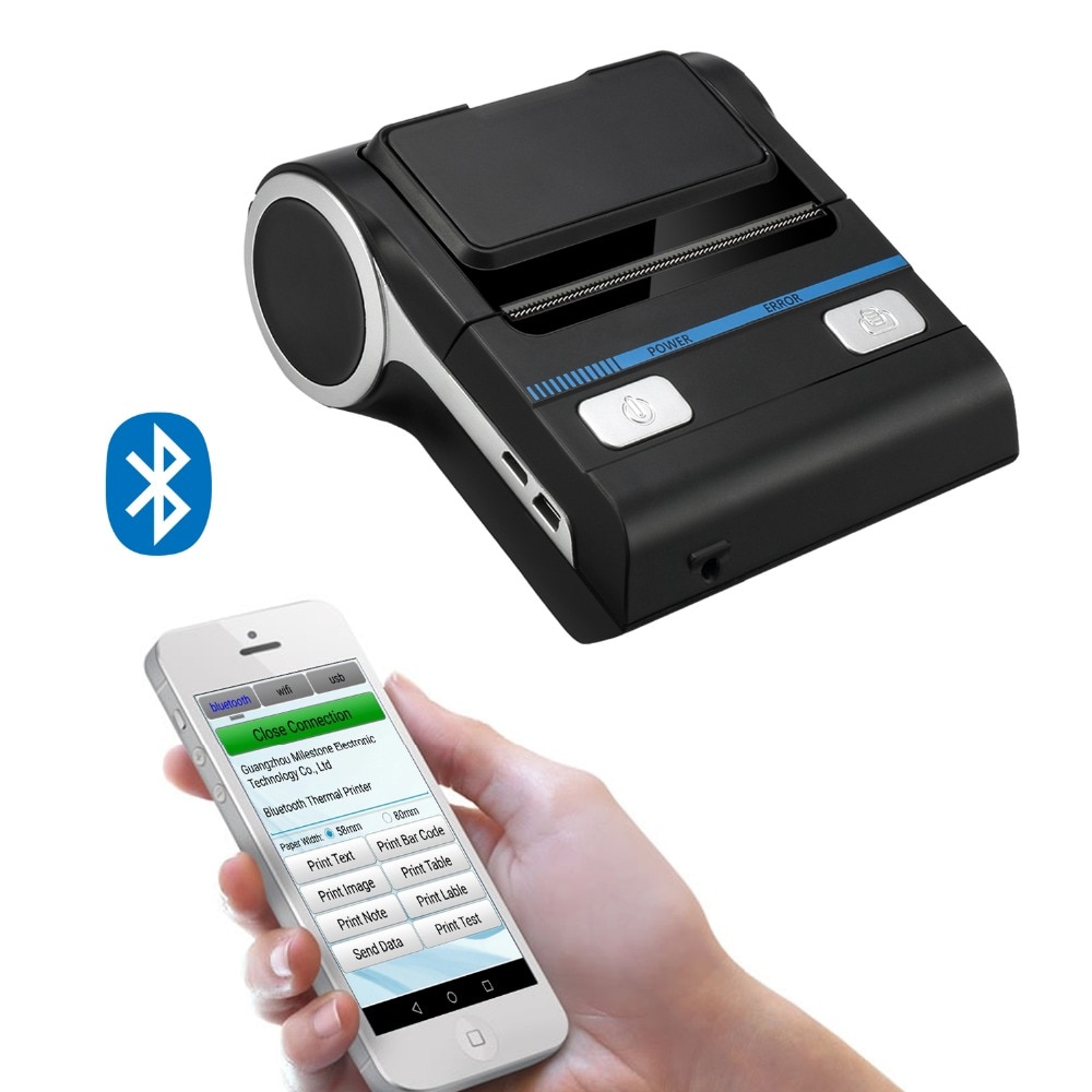 Milestone 80Mm Draagbare Thermische Printers Met Case Verstrekt Mobiele Usb Bluetooth Printer MHT-P8001 Voor Drogisterij Pos Printer