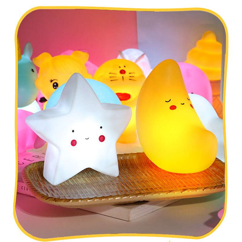 Wolken Zon Maan Sterren Eenhoorn Nachtlampje Kinderen Babyvoeding Decoratie Nachtlampje Soft Toy Dat Gloeit Gloeiende Pop