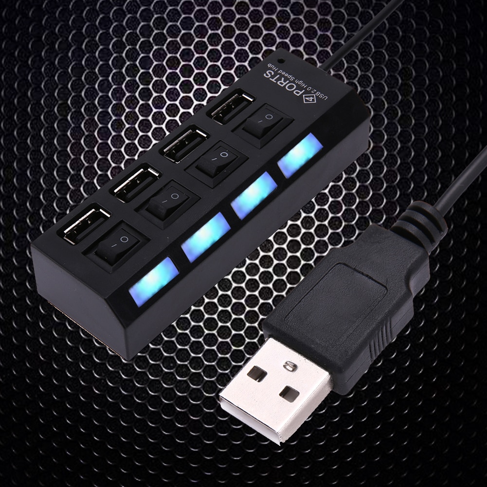 4Ports USB Hub 2.0 High Speed Hub USB 480Mbps Ultra Slim USB 2.0 Hub USB Splitter Adapter PC Laptop Peripherals Accessories
