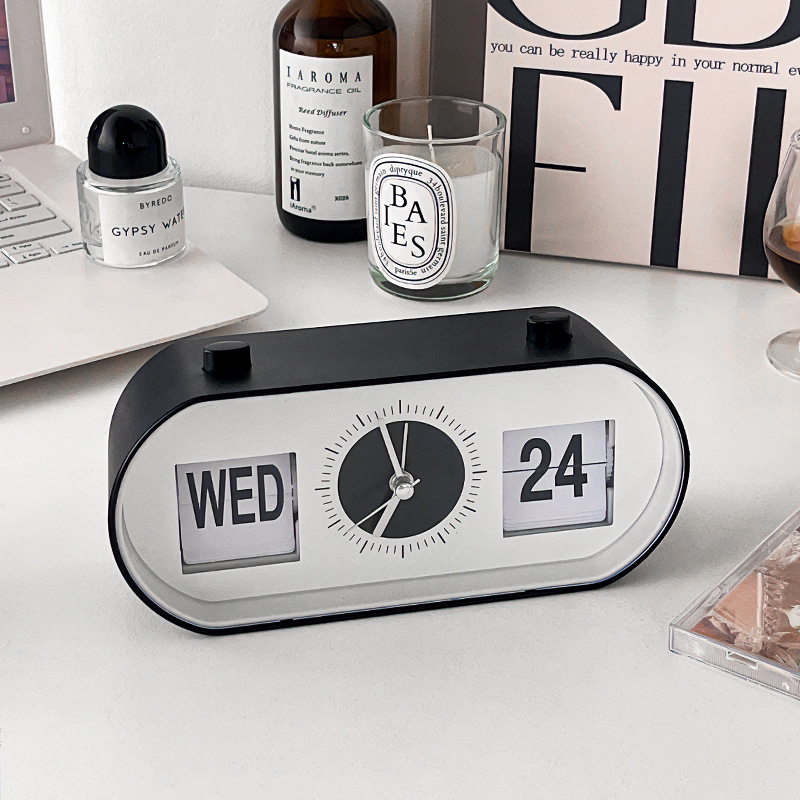 Neue kreative Schlafzimmer Wecker Spaß kippen mechanische Wecker Schreibtisch digitale Kalender uhren retro Schreibtisch uhren Wohnkultur