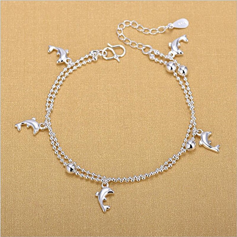 Everoyal Silver 925 Girl Anklet Jewelry Dolphin Silver Bracelets For Women Wedding Birthday Accessories Lady