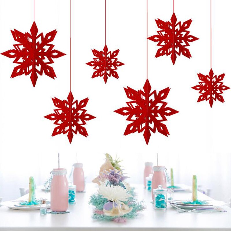 Decoraciones de copos de nieve de Navidad para de Frozen, guirnaldas de papel huecas 3D, adorno de nieve falsa, decoraciones de invierno para el hogar: red