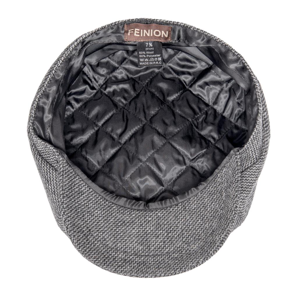 FEINION-casquette Newsboy grande taille, chapeau de conducteur, 50%, laine Tweed, casquettes plates, chevrons, chapeau pour hommes et femmes, 068