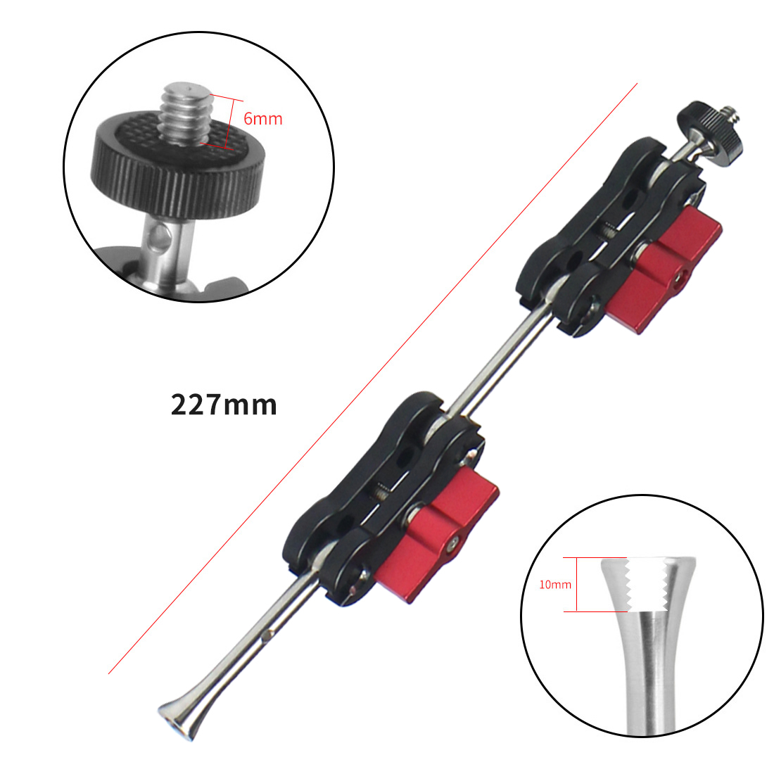 Articulating Magic Arm Mount 12mm Double Ballhead 1/4" Screw for DSLR Camera DV Monitor Light Tripod Live Hotshoe Bracket: New Type G