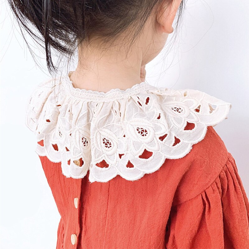 Koronkowe dziecięce śliniaki szal bawełniany kołnierzyk dziecięcy dekolt dla dziewczynek wszystkie mecze drążą dzieci dziewczęce akcesoria robić szalików 3-8Y: A