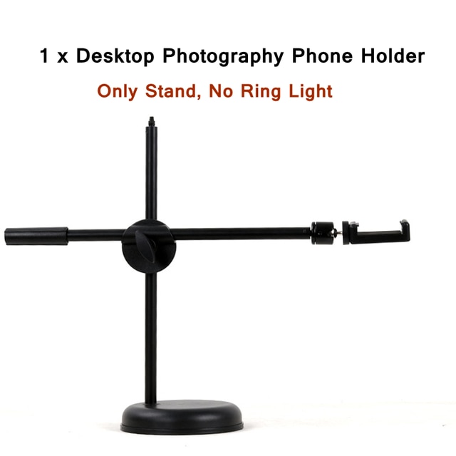 Profession desktop fotografering led ringlys med stativ stativ telefonholder ring lampe til fotostudio nail art video ringlys: Kun skrivebordsstativ