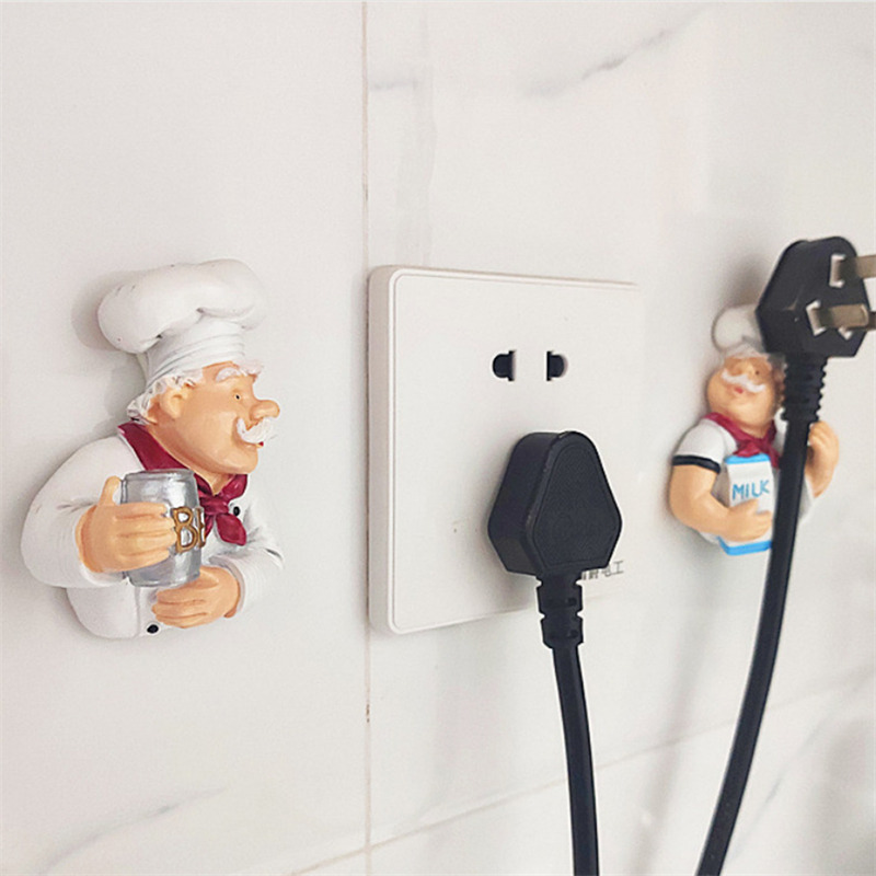 Creatieve Chef Cartoon Keuken Plug Hook Hold Cook Fat Chef Wall Decor Organizer Voor Thuis Keuken Organiseren Plug Houder
