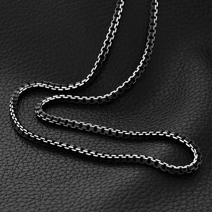 Collare Men Chain Necklace Hip Hop Box Link Chain 6mm Width 316L Stainless Steel Black Men Jewelry N511
