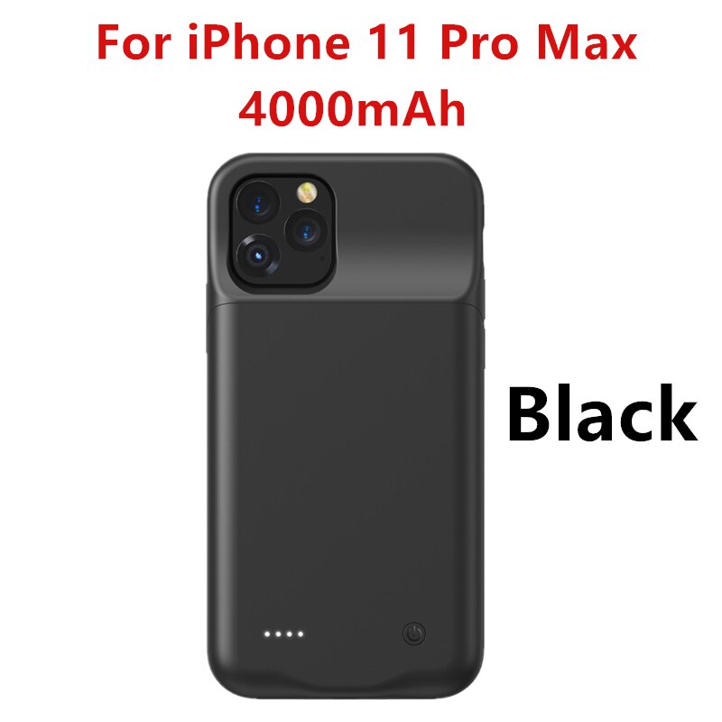 Power Bank Cover For iPhone 11 Pro Max External Battery Cases Power Bank Charging Cover For iPhone 11 Pro Battery Charger Cases: Black For 11 Pro Max