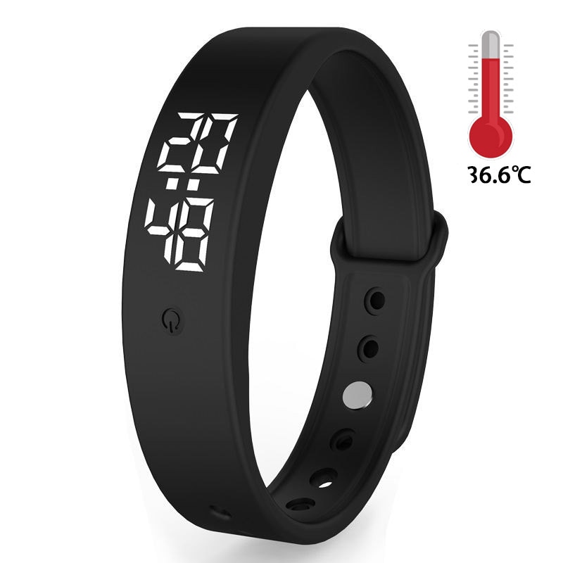 V9 Smart Bracelet With Body Temperature Monitoring Precise Display Smart Band Vibration reminder Smart Clock Smart Wristband