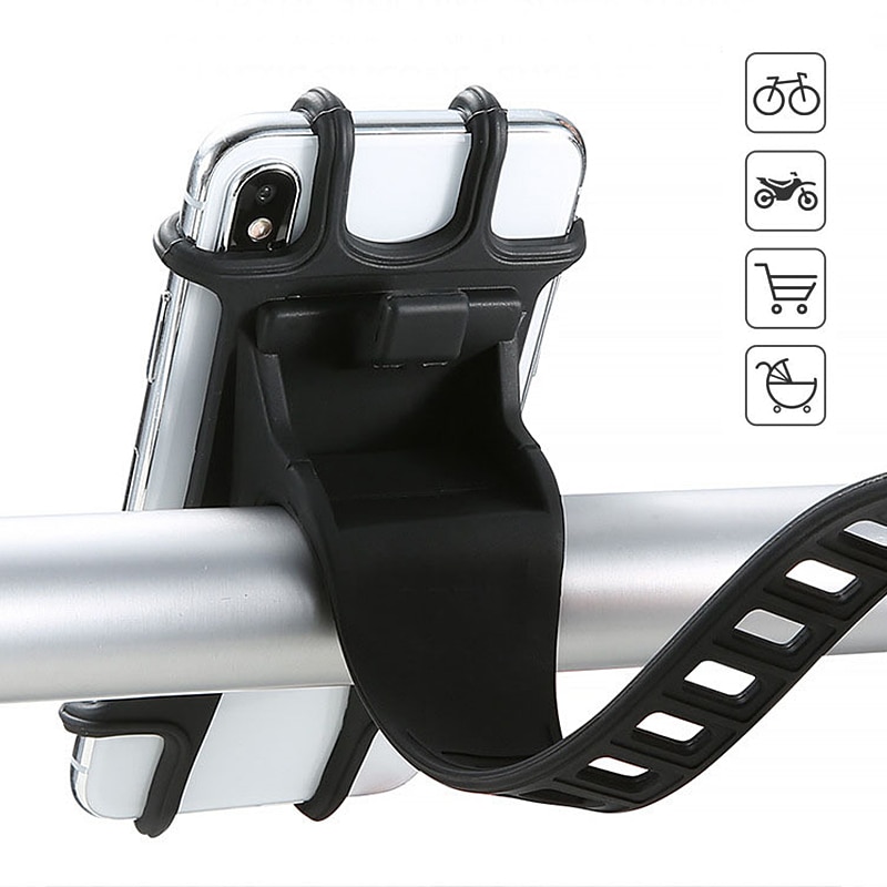 Bicycle Mobile Phone Holder Silicone Motorcycle Bike Handlebar Stand Mount Bracket Mount Universal Rotate Phone Holder For Phone