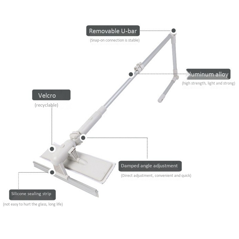 Window Cleaner Glass Cleaning Brush Tool with 180 Squeegee Head Extension Pole for Indoor and Outdoor Windows CNIM