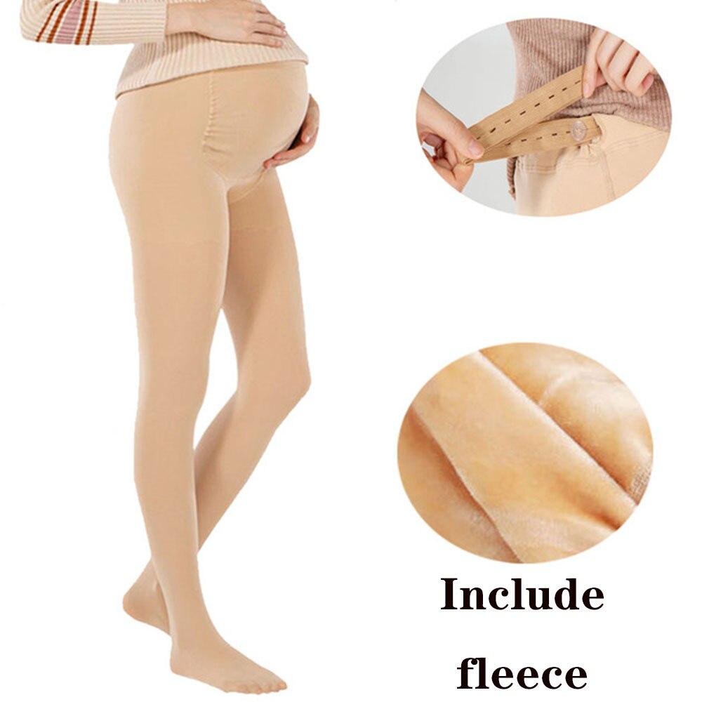 Vinter kvinde barsel leggings fløjl gravide bukser justerbar mavebånd tøj bøjle mujer graviditet embarazada premama: Nøgen