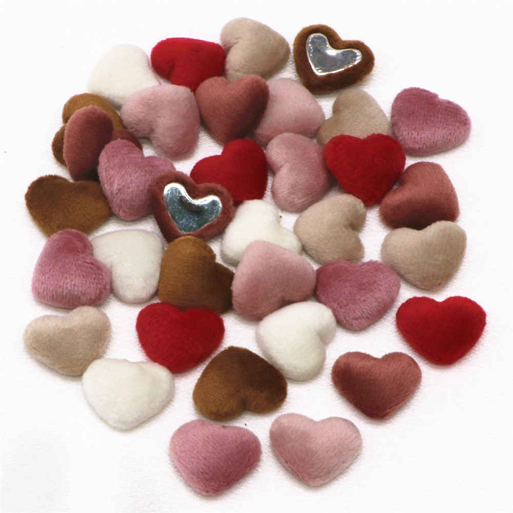 17mm 50 Uds. Botones cubiertos de tela de franela con forma de corazón cabujón plano DIY decoración del hogar accesorios artesanales para álbum de recortes