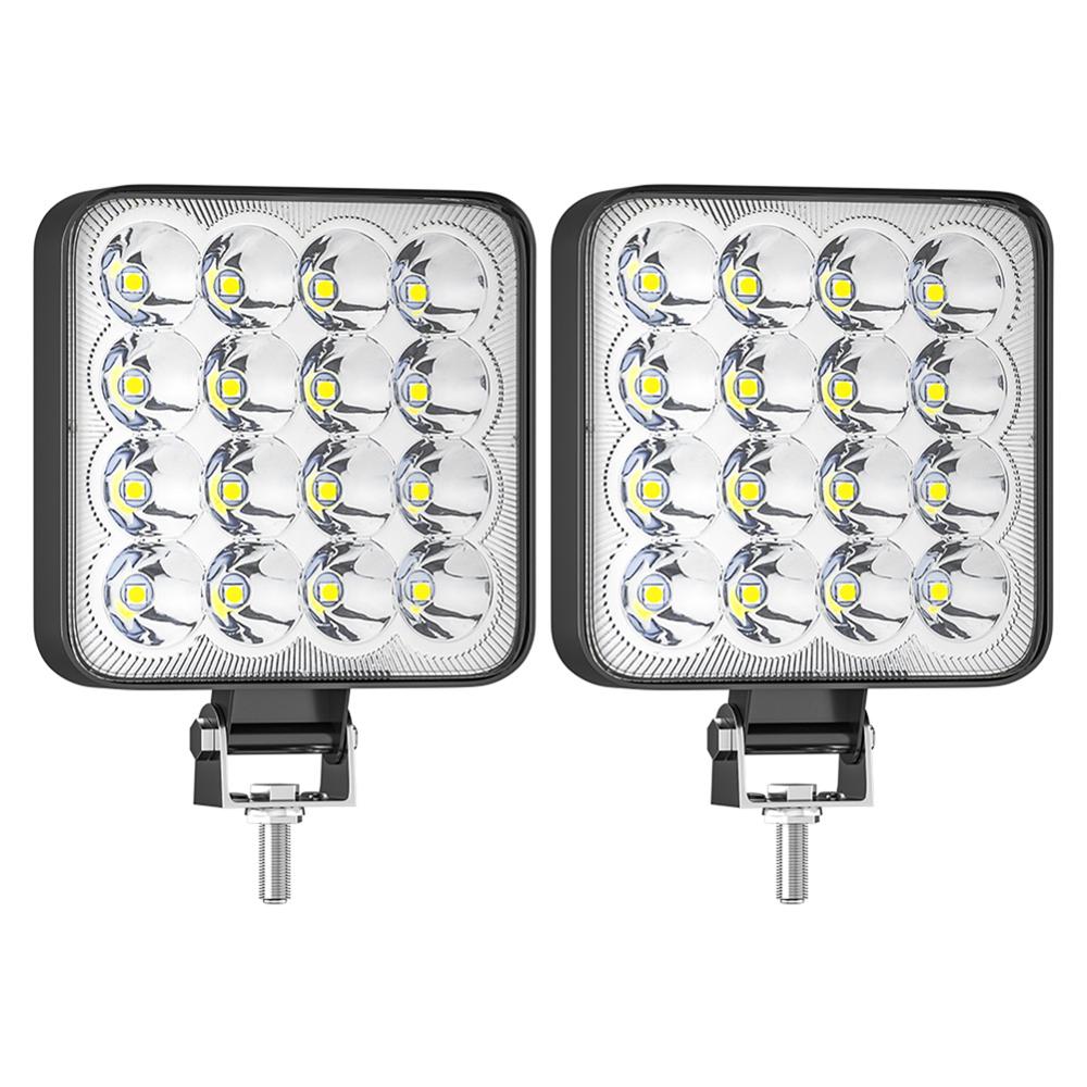 Auto Led Verlichting Cob Chips 48 Watt Dc 12/ 24 Volt 6500K Wit Spot Verlichting Voor Fso universele Truck Auto Lampen 1/2Pc: 2pc