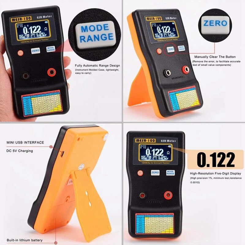 Mejor MESR-100 V2 bajo Ohm Meter MESR-100 ESR LCR capacitancia Ohm Meter de capacitancia condensador de resistencia Ci