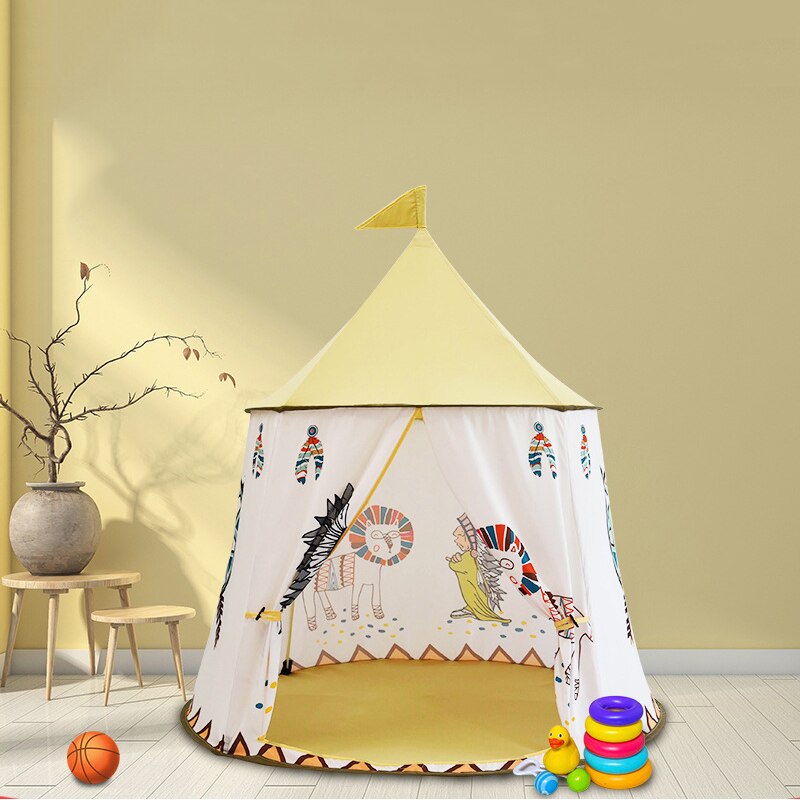 Kid Tent House Portable Princess Castle 123*116cm Hang Flag Children Teepee Tent Play Tent Baby Birthday Christmas