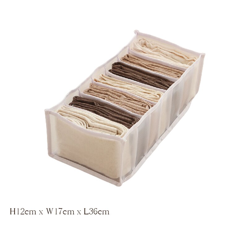 Kleding Organizer Broek Opslag Boxs Lade Divider Wasbare Dressing Organizer Voor Kleding Jeans Sokken Bra Leggings: 7grid Leggings white