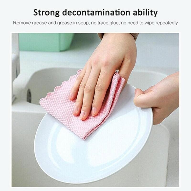 Keuken Anti-Vet Poetslappen Efficiënte Vis Schaal Vegen Doek Schoonmaakdoekje Huis Wasmachine Dish Cleaning Handdoek 1Pc 2 Maten