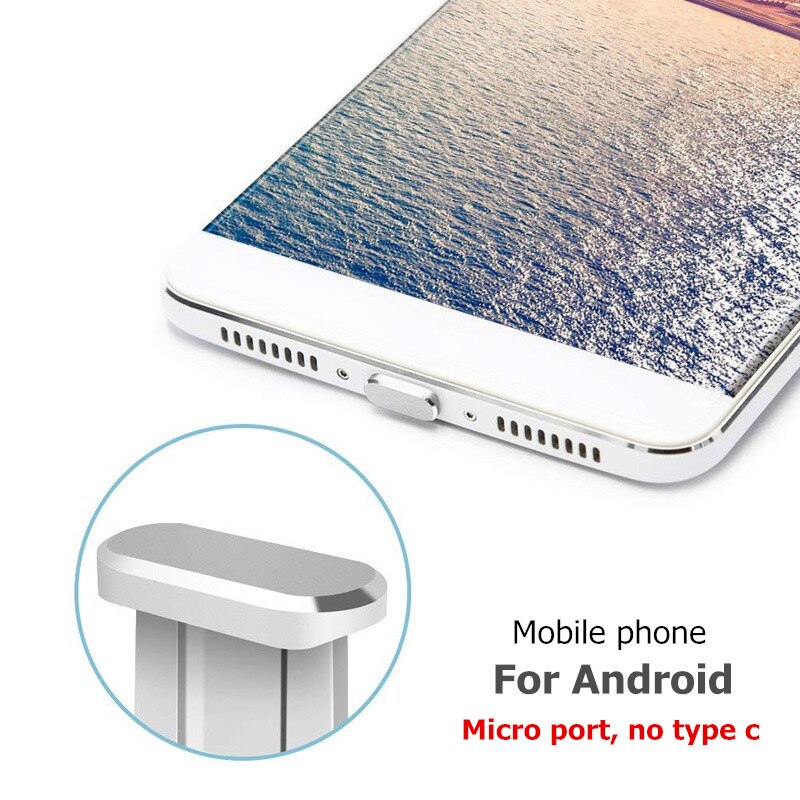 IPUMYNO Metal Micro USB Charging Port + Earphone Port Dust Plug for Android Phone 3.5mm Jack Headset Stopper Retrieve Card Pin