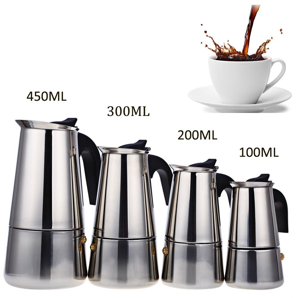 Rvs Moka Koffiezetapparaat Mokka Espresso Latte Kookplaat Filter Koffie Pot Percolator Gereedschap Koffiekan Koffiezetapparaat Pot