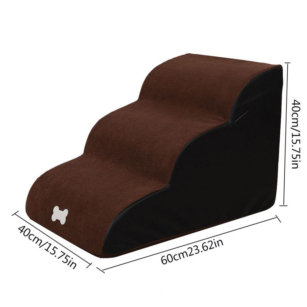 Pet Cat Dog Stairs Ladder Small Dag Cat Bed Stairs Steps Kitten Puppy Ramp Sofa Bed Ladder Anti-slip Removable Dogs Bed Stairs: brown