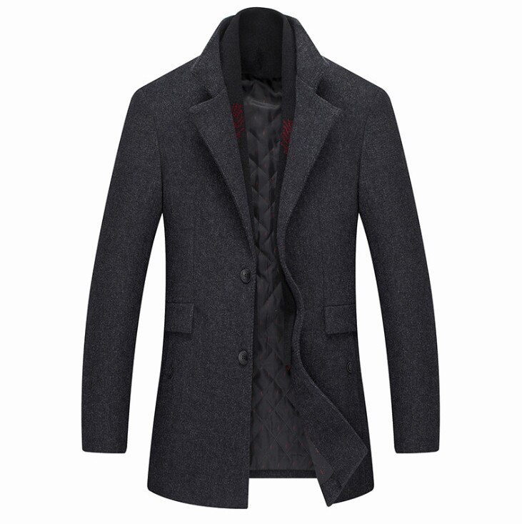 Winter Jas Slim Fit Jassen Heren Pure Kleur Casual Warm Bovenkleding Jas en jas Mannen Pea Coat