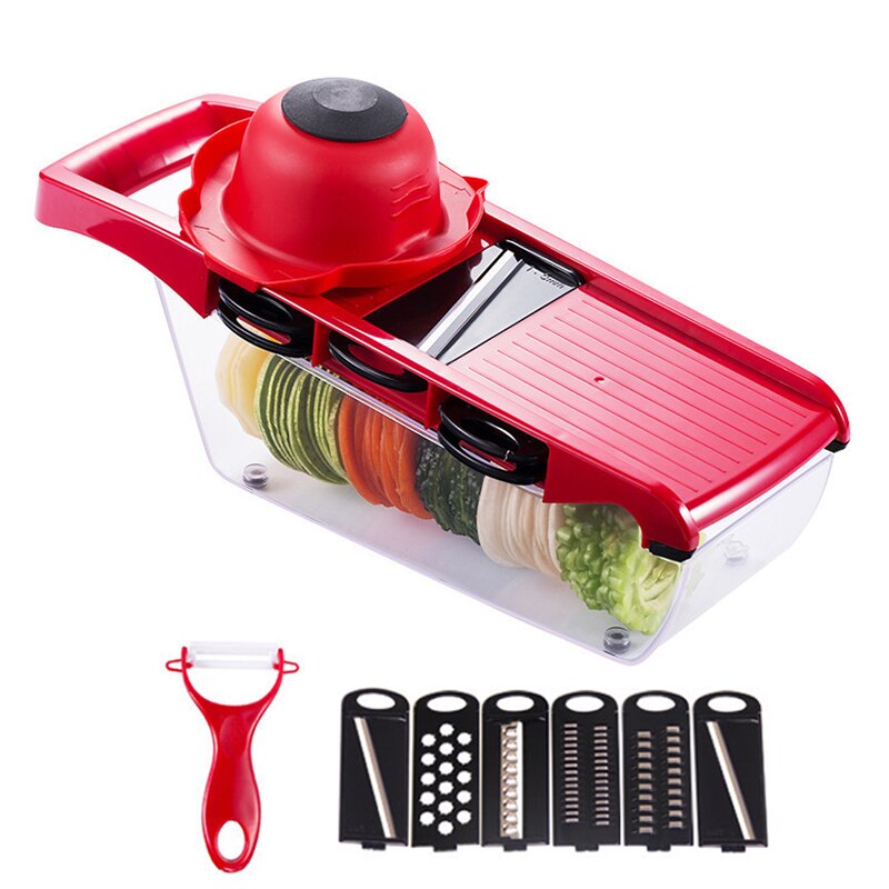 Groentesnijder Keuken Accessoires Slicer Fruit Cutter Aardappel Dunschiller Wortel Kaas Rasp Groentesnijder: Red